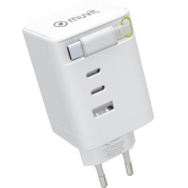 Muvit For Change Cargador de Pared MCACC0050 100W con 2x USB-C y 1x USB-A Blanco